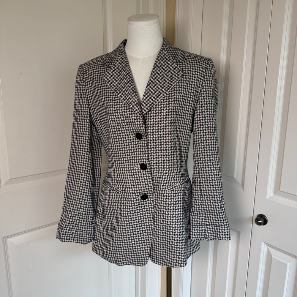 Vintage Escada Margaretha Ley Woman’s 36 Houndstooth Wool Silk Blend German Made